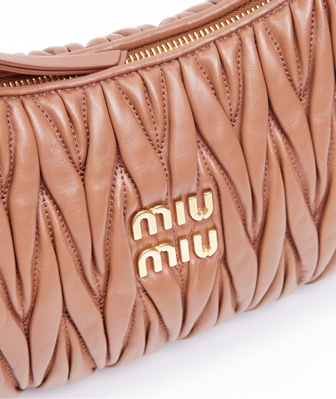 MIU MIU Коричневая кожаная сумка через плечо, фото 5