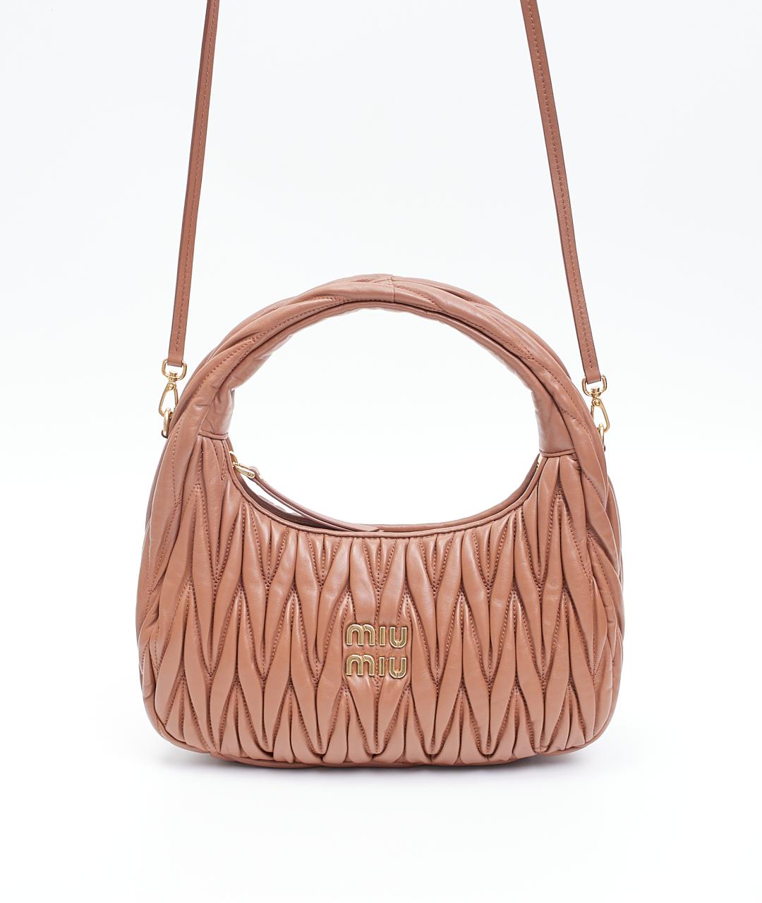 MIU MIU Коричневая кожаная сумка через плечо, фото 4