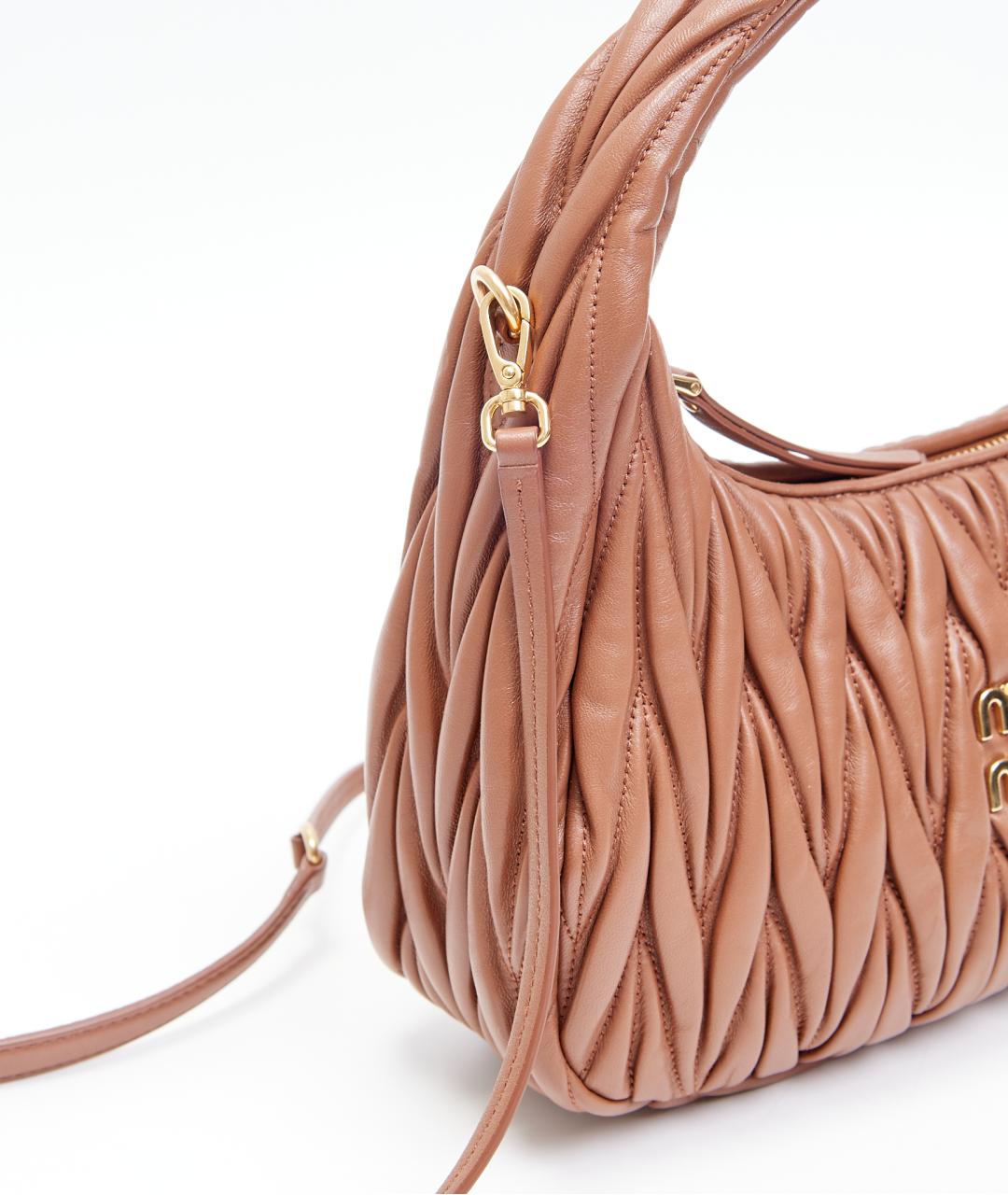 MIU MIU Коричневая кожаная сумка через плечо, фото 6