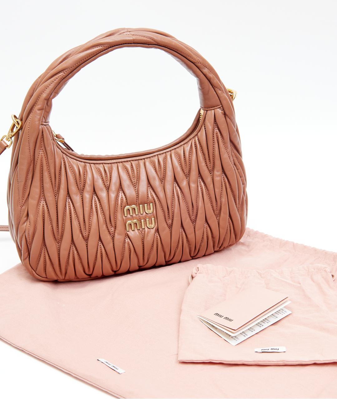 MIU MIU Коричневая кожаная сумка через плечо, фото 7