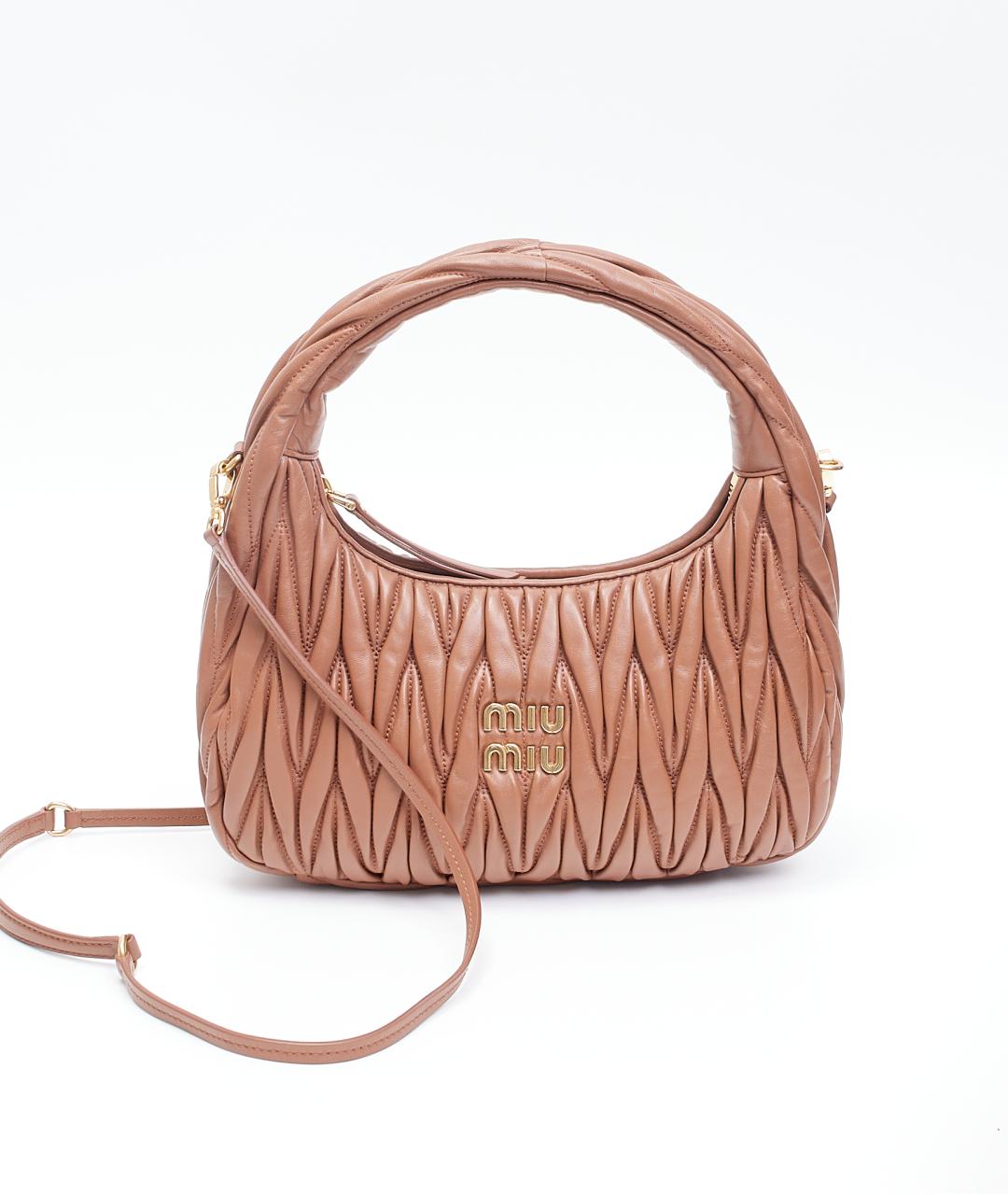 MIU MIU Коричневая кожаная сумка через плечо, фото 1