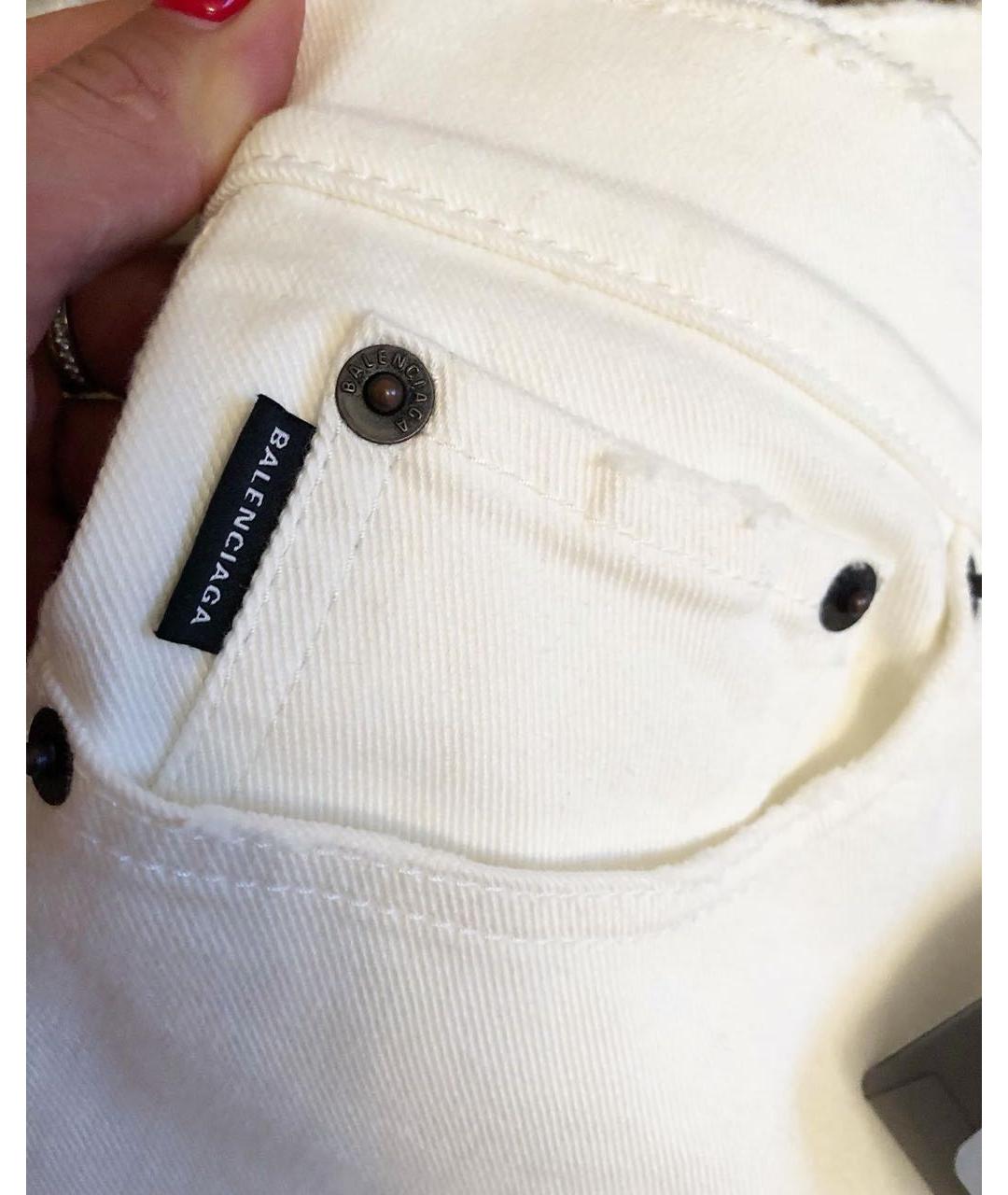 BALENCIAGA Белые хлопко-эластановые джинсы слим, фото 7