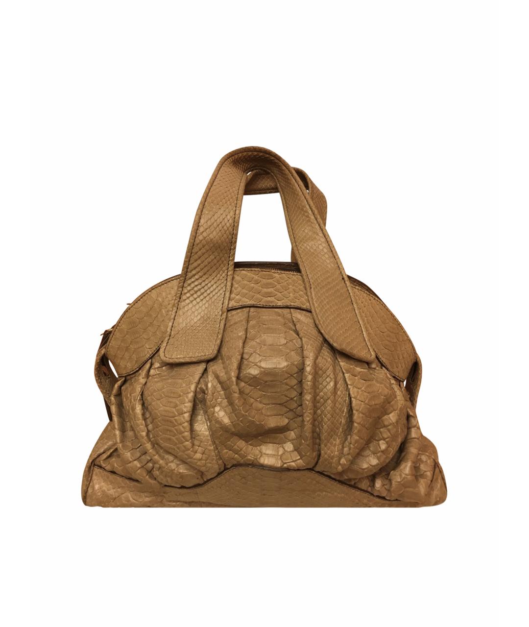 ZANELLATO Горчичная сумка с короткими ручками из экзотической кожи, фото 1