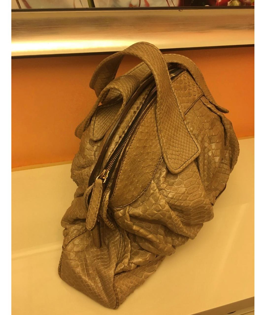 ZANELLATO Горчичная сумка с короткими ручками из экзотической кожи, фото 2