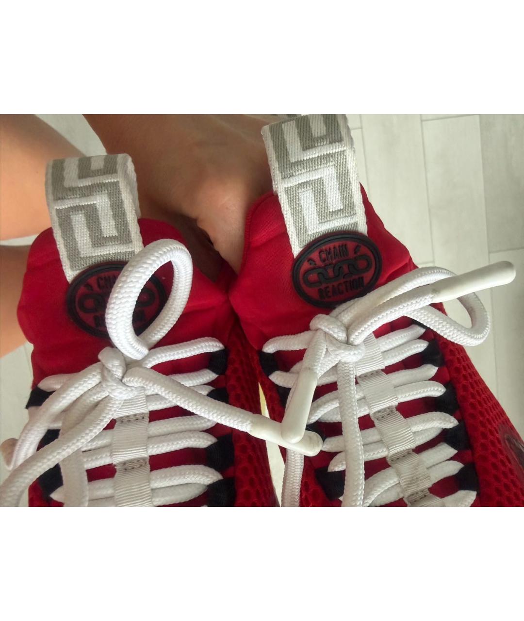 VERSACE Красные текстильные кроссовки, фото 7