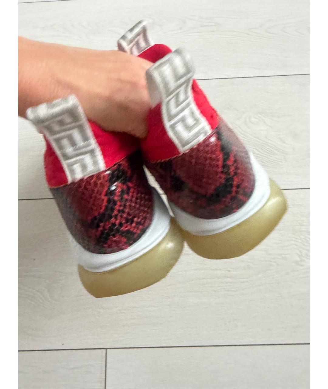 VERSACE Красные текстильные кроссовки, фото 5