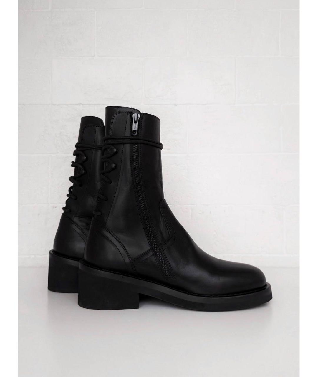 ANN DEMEULEMEESTER Черные кожаные полусапоги, фото 4