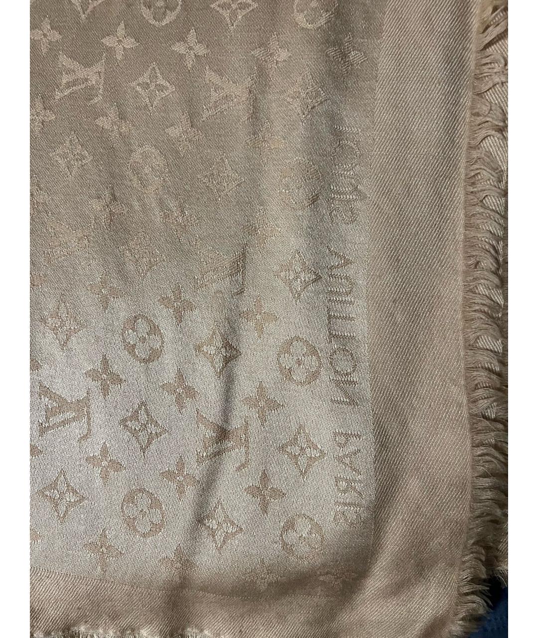 LOUIS VUITTON Бежевый шелковый платок, фото 2