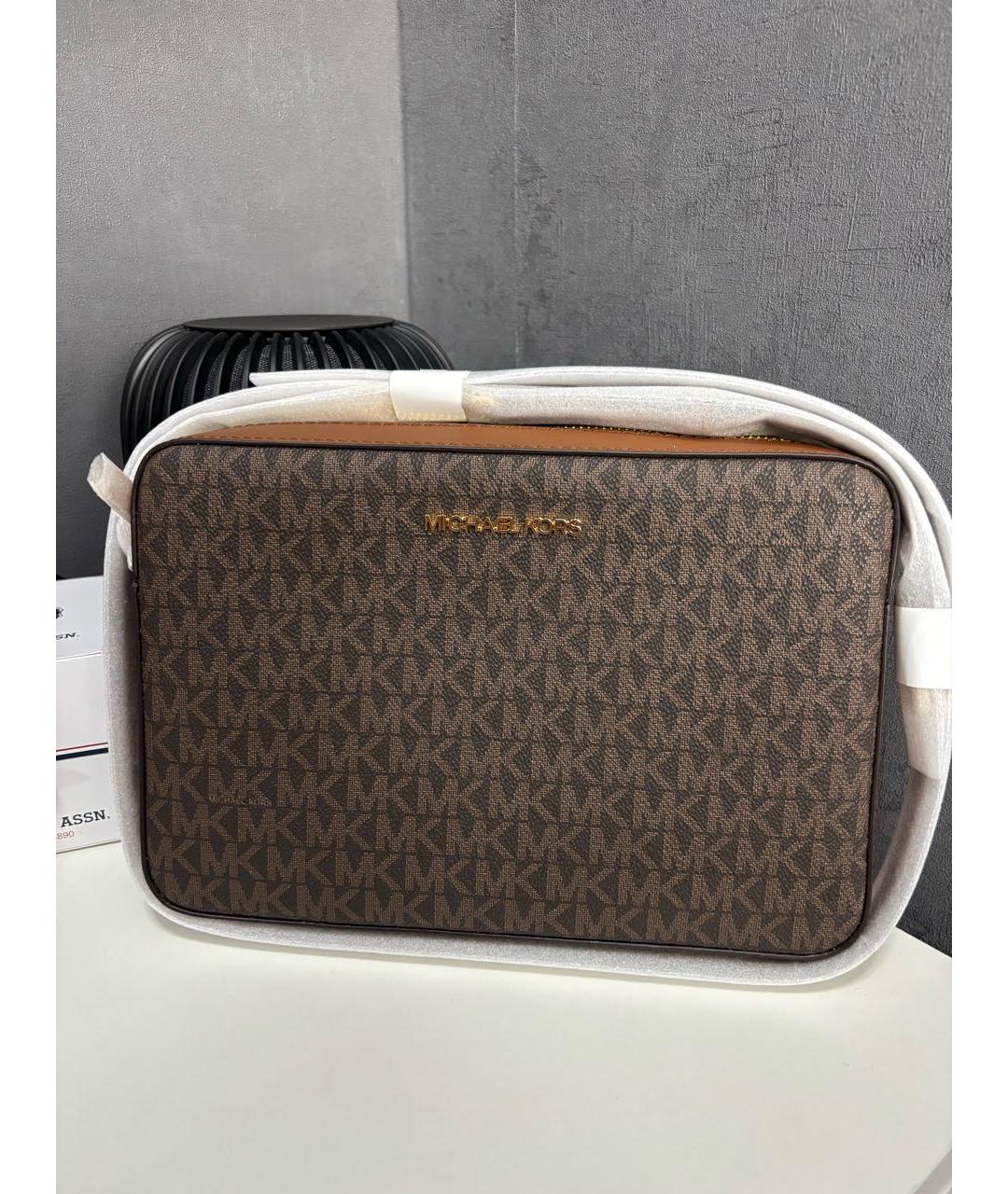 MICHAEL KORS Коричневая сумка через плечо из искусственной кожи, фото 7