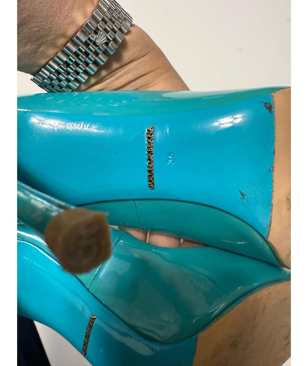 DOLCE&GABBANA Бирюзовые туфли из лакированной кожи, фото 6