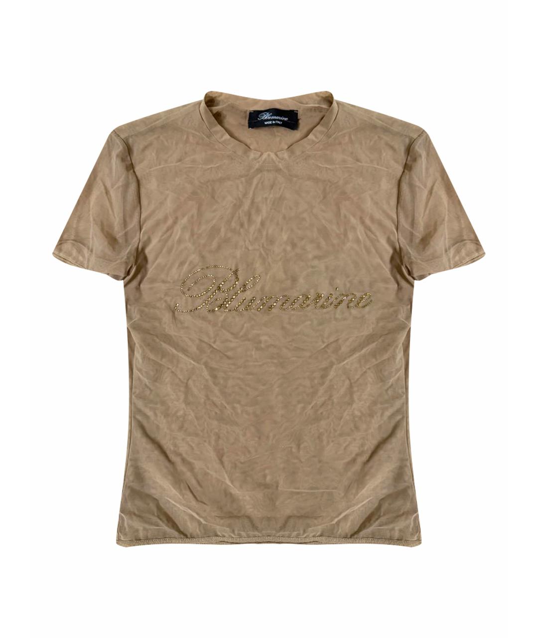 BLUMARINE Бежевая сетчатая футболка, фото 1