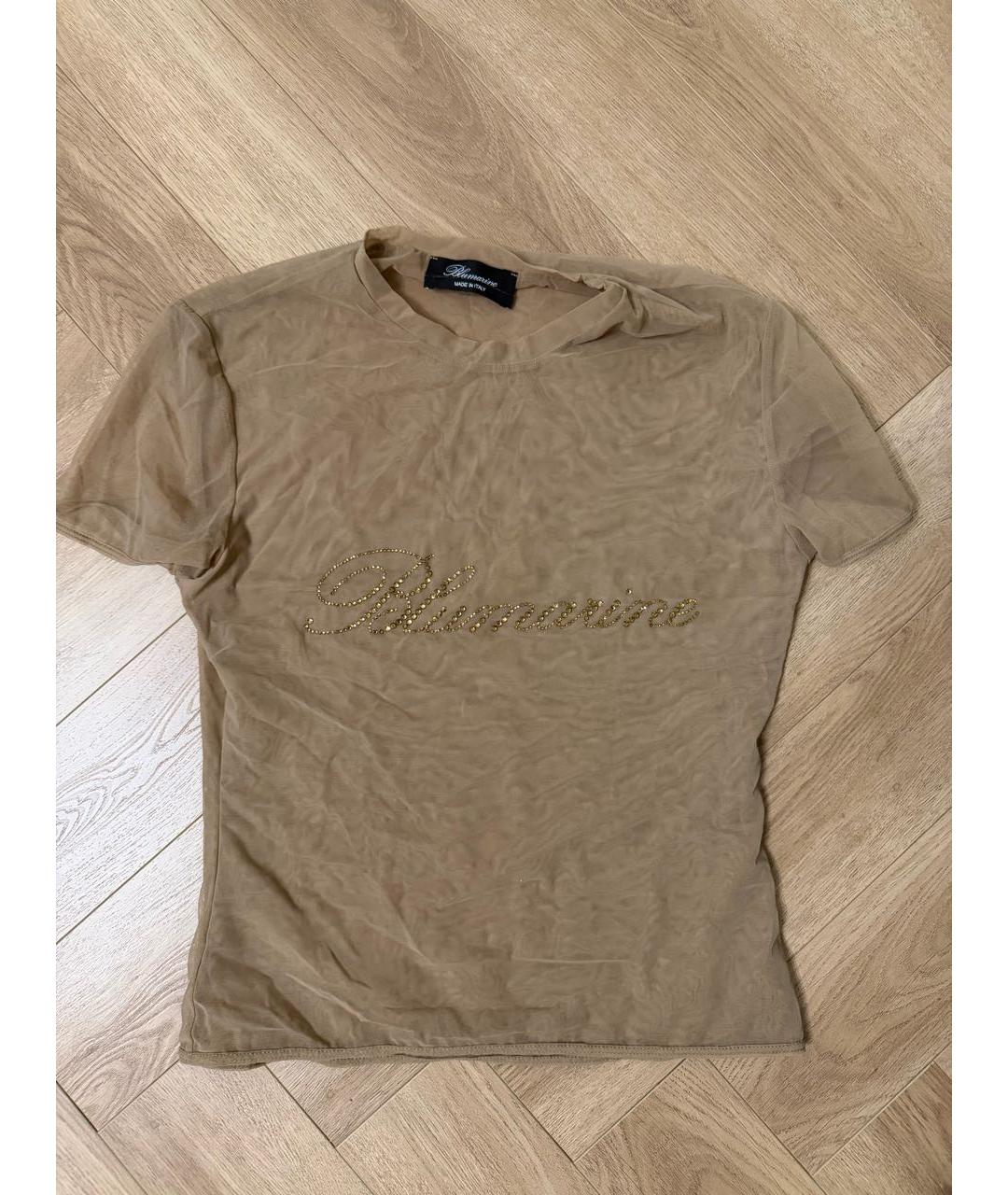 BLUMARINE Бежевая сетчатая футболка, фото 5