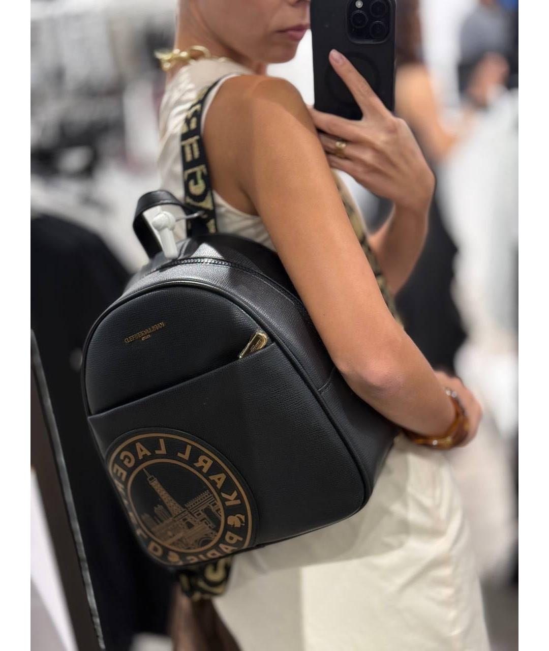 KARL LAGERFELD Черный кожаный рюкзак, фото 6