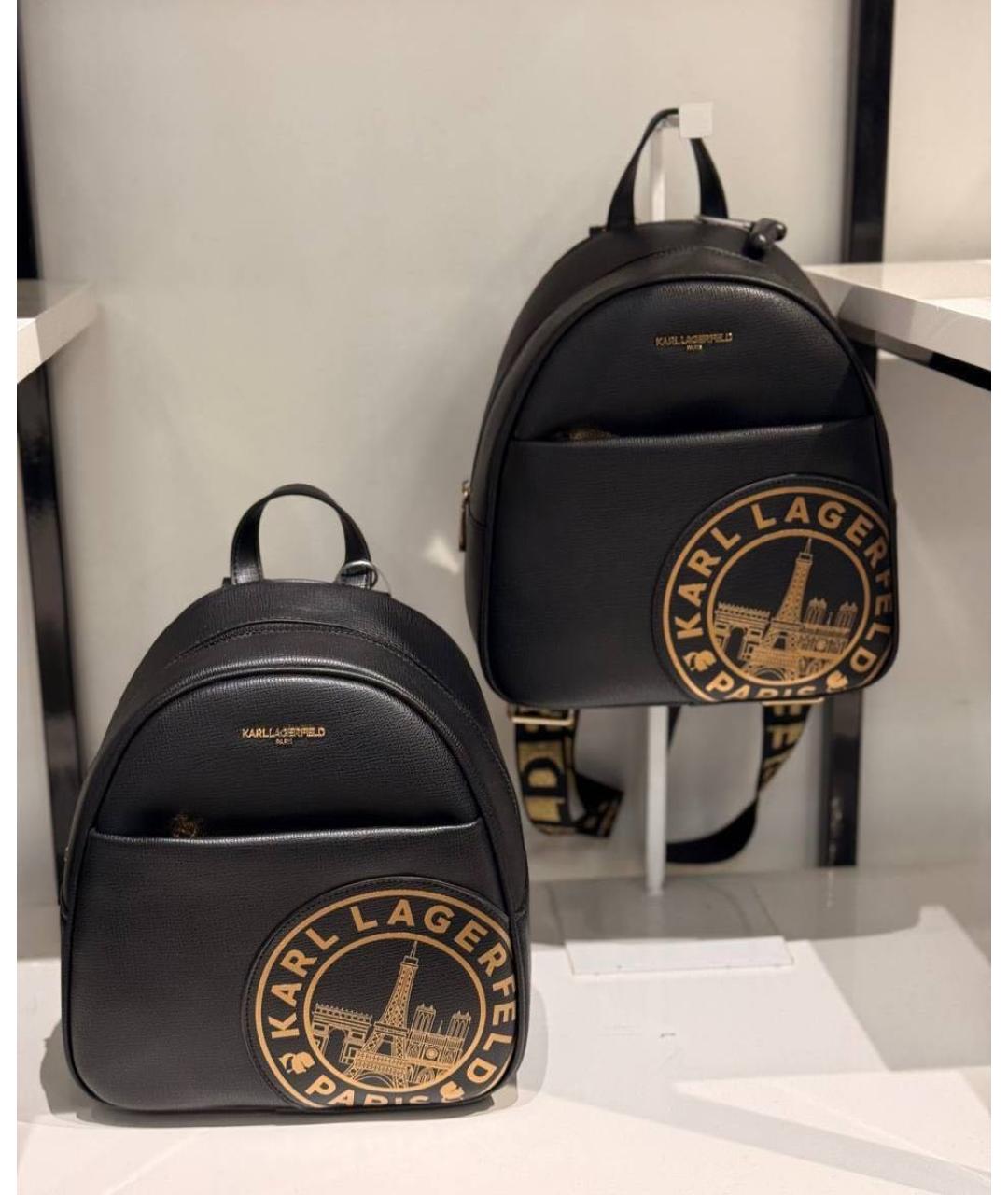 KARL LAGERFELD Черный кожаный рюкзак, фото 5