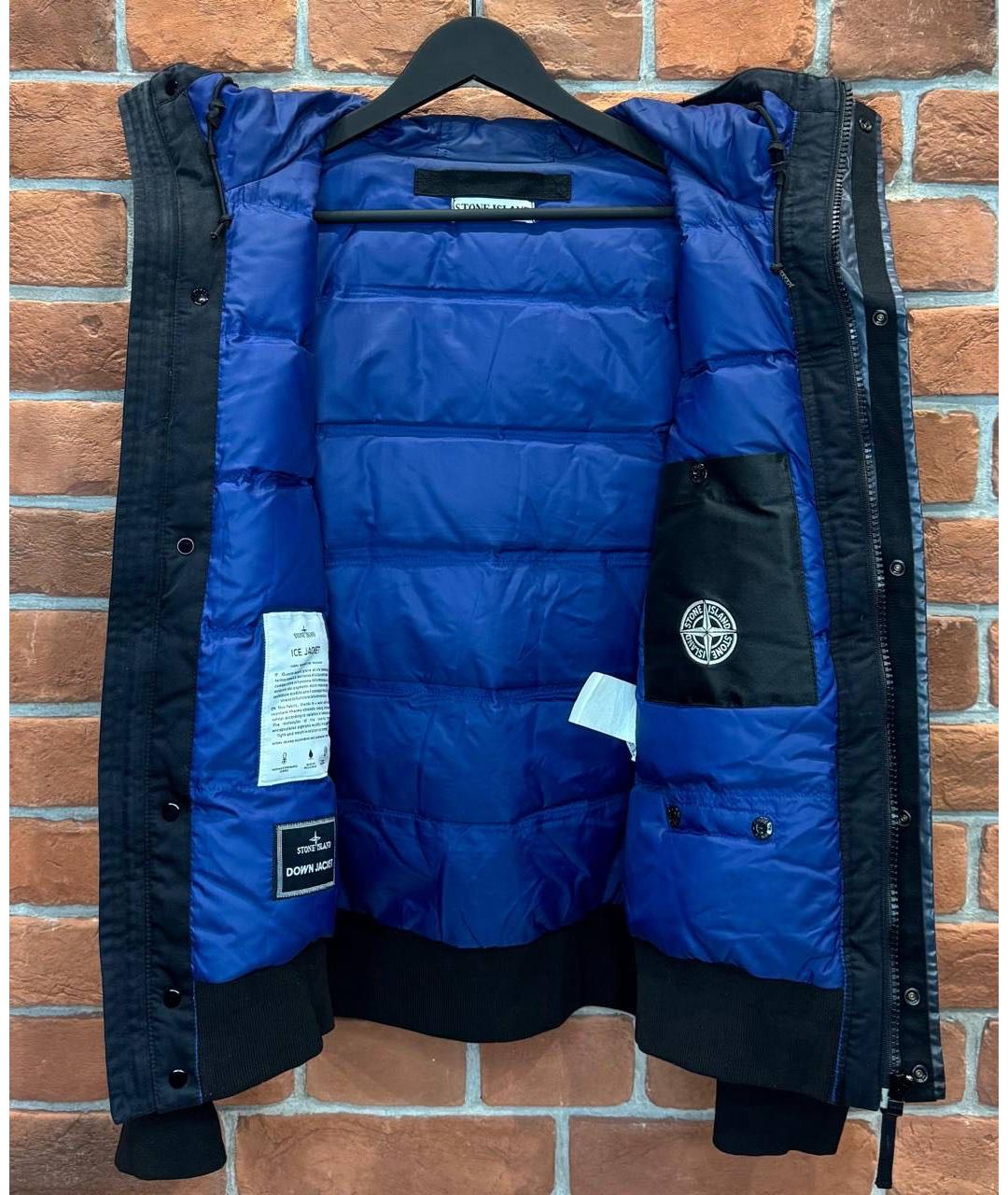 STONE ISLAND Темно-синий полиамидовый пуховик, фото 4