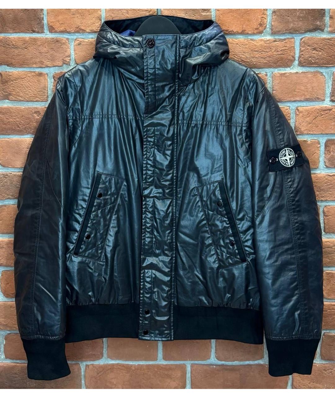 STONE ISLAND Темно-синий полиамидовый пуховик, фото 2