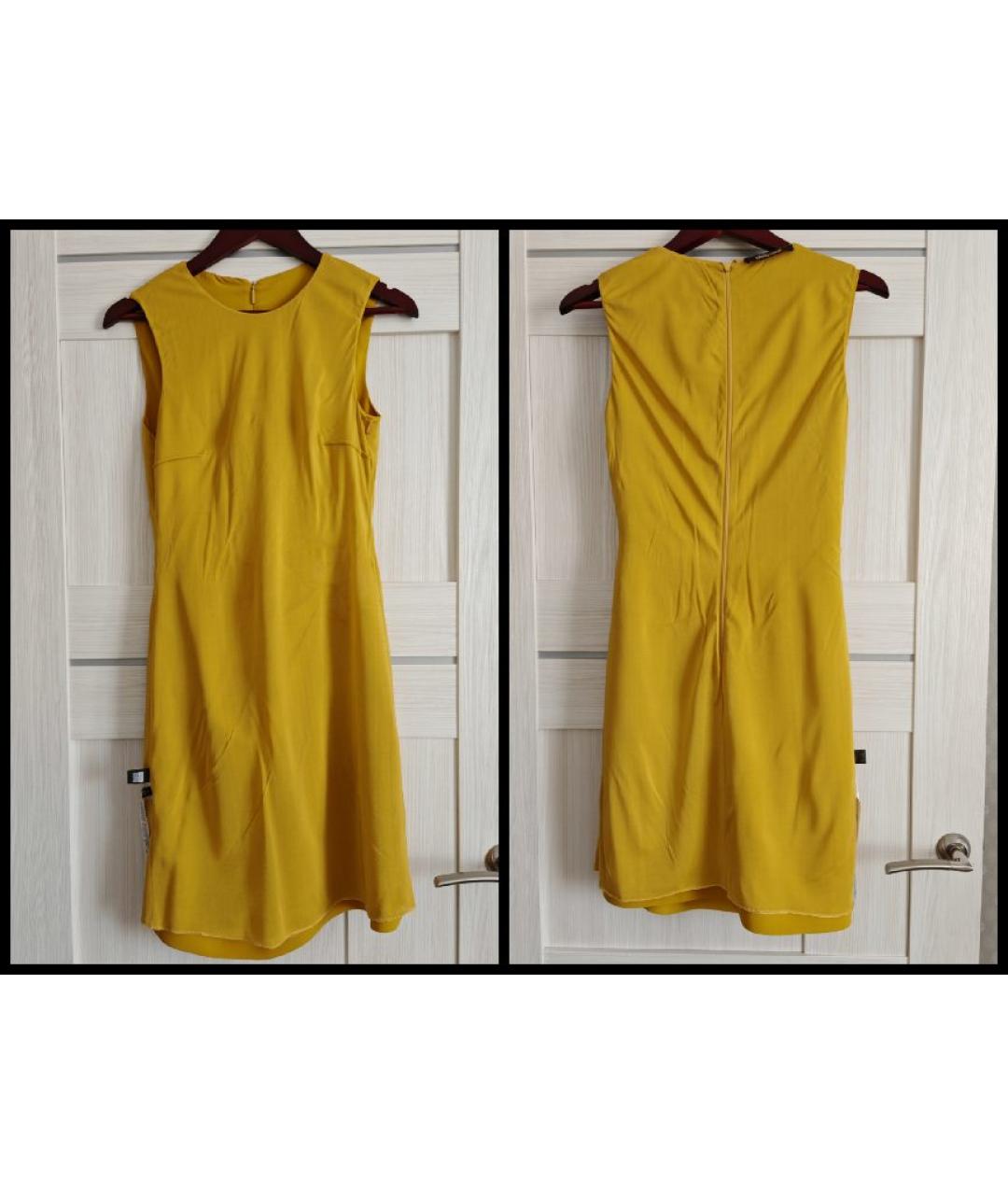 ROBERTO CAVALLI Горчичное вискозное повседневное платье, фото 9