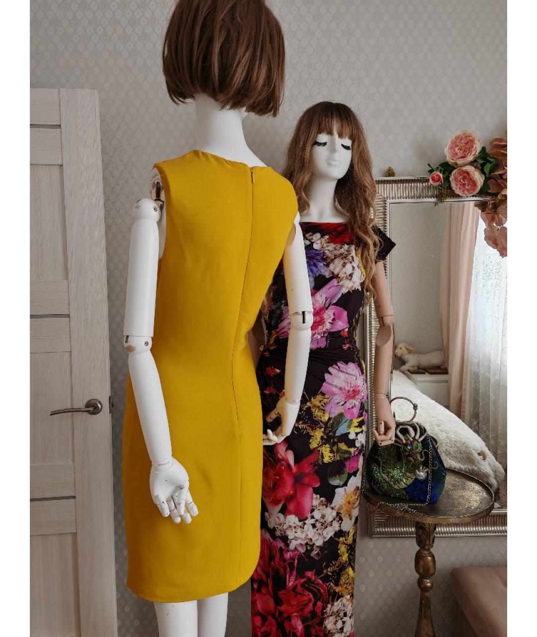 ROBERTO CAVALLI Горчичное вискозное повседневное платье, фото 7