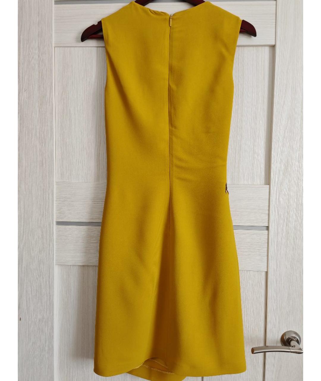 ROBERTO CAVALLI Горчичное вискозное повседневное платье, фото 2
