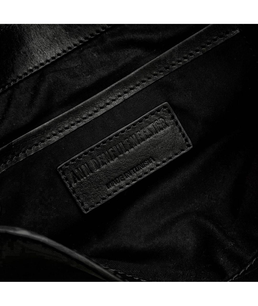 ANN DEMEULEMEESTER Черная кожаная сумка через плечо, фото 5