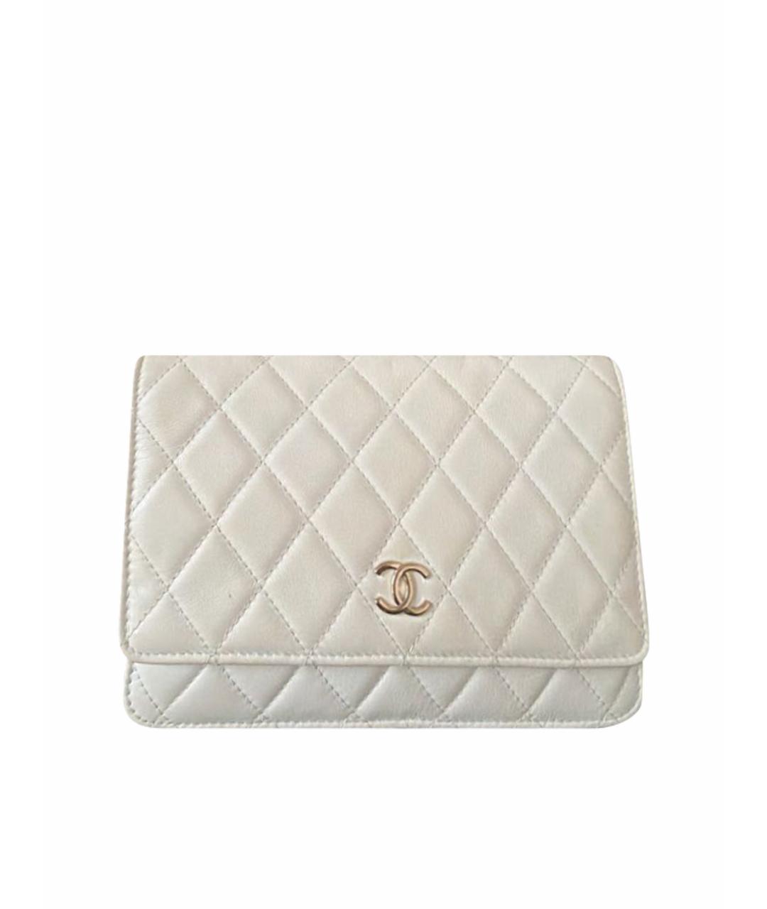 CHANEL Белая кожаная сумка через плечо, фото 1