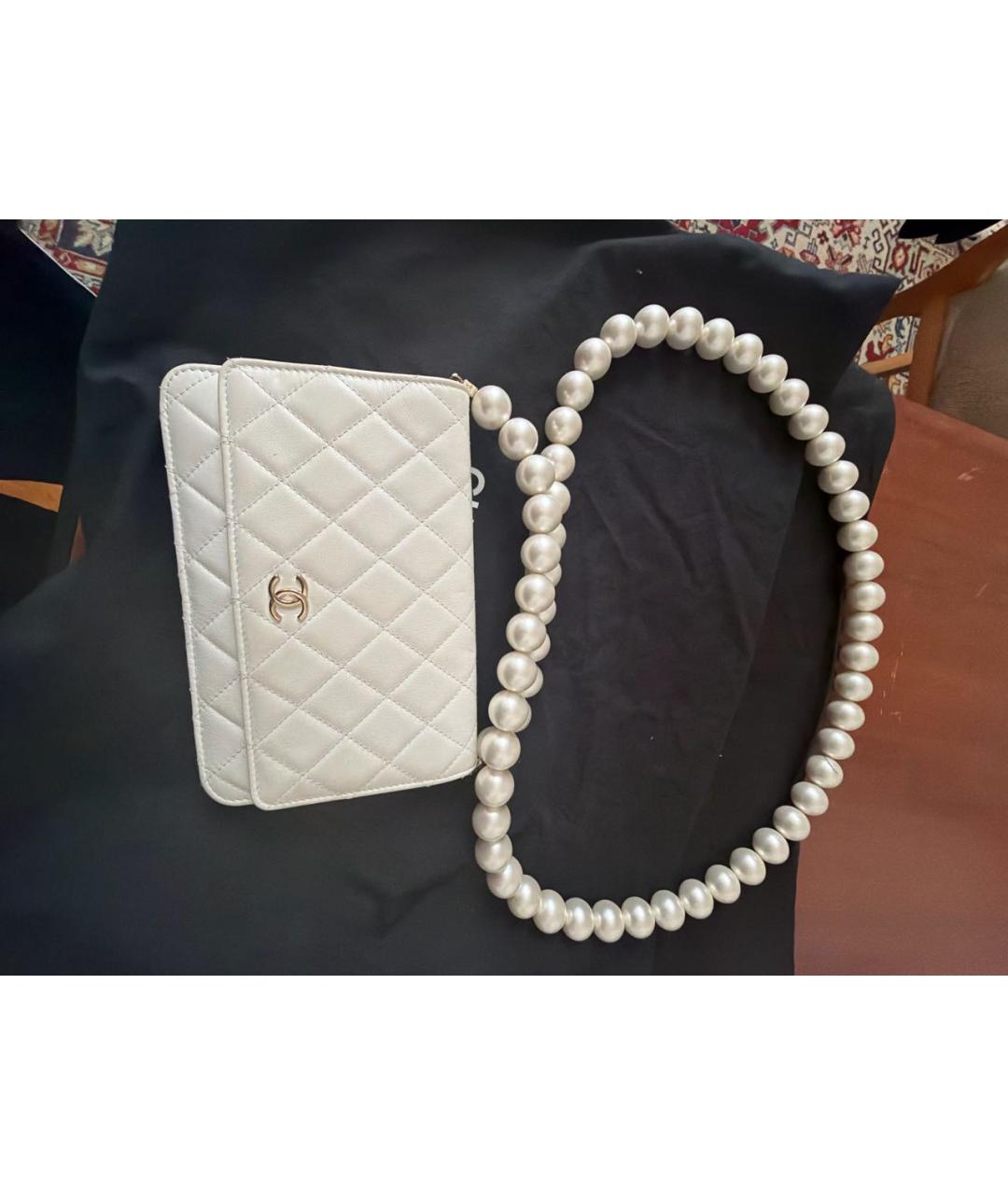 CHANEL Белая кожаная сумка через плечо, фото 5