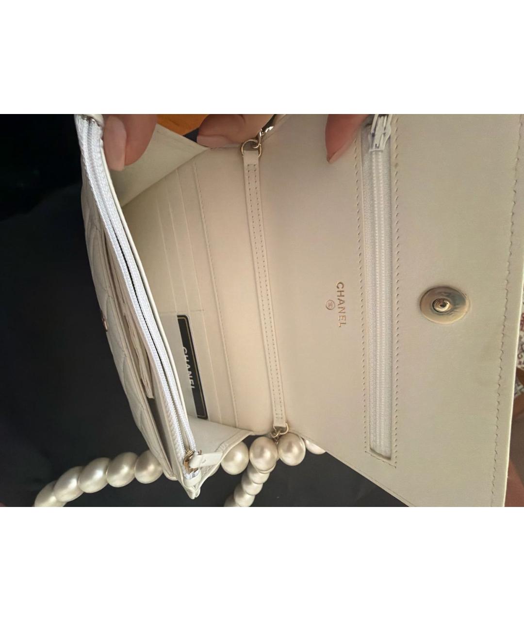 CHANEL Белая кожаная сумка через плечо, фото 4