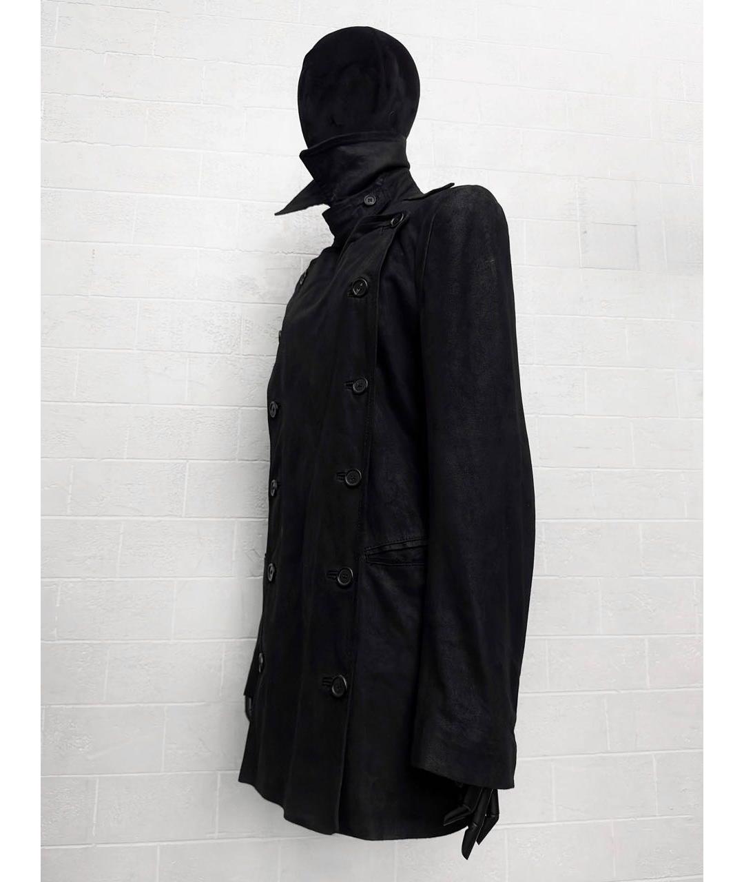 ANN DEMEULEMEESTER Черное кожаное пальто, фото 3