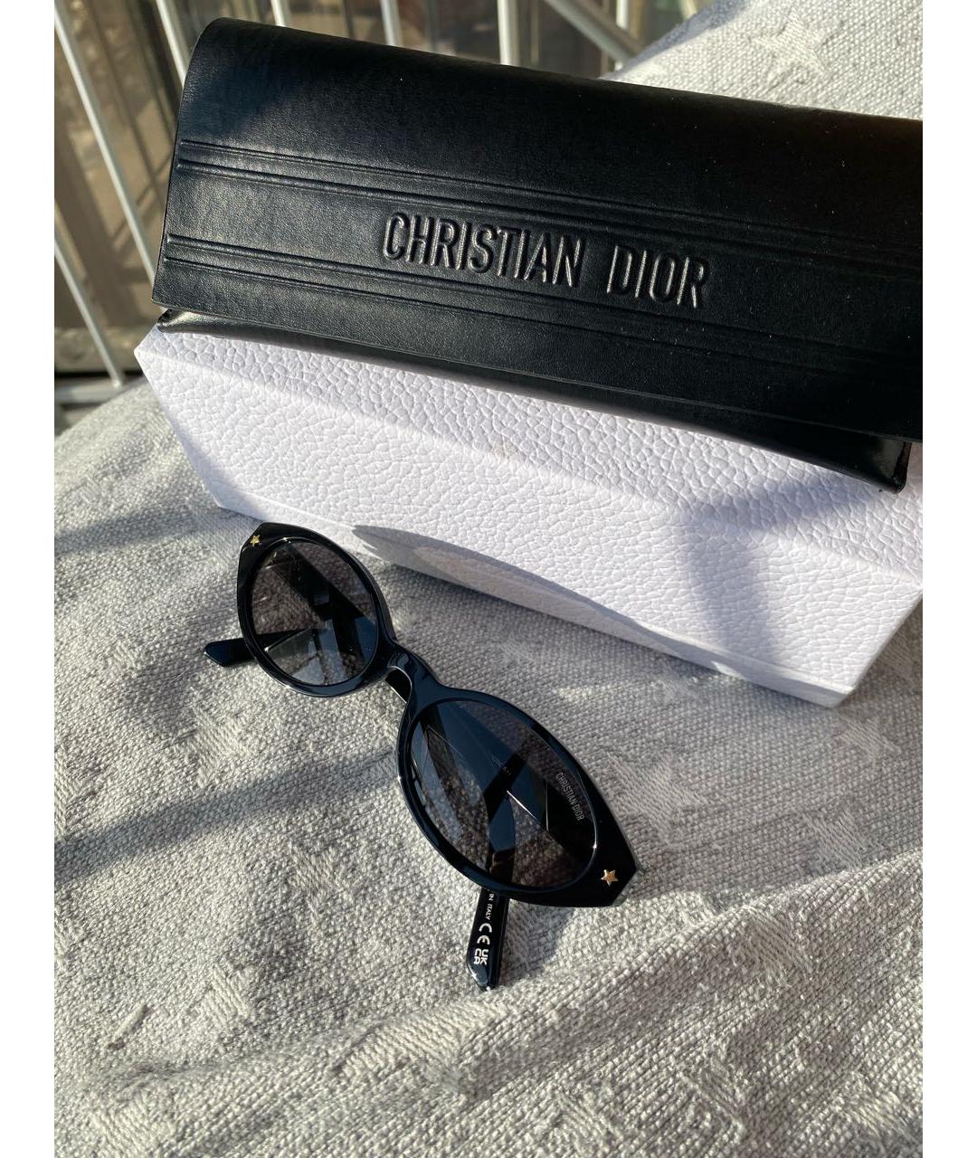 CHRISTIAN DIOR Черные пластиковые солнцезащитные очки, фото 4