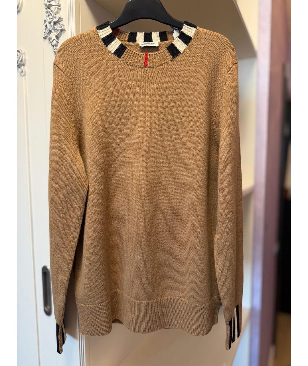 BURBERRY Бежевый шерстяной джемпер / свитер, фото 4