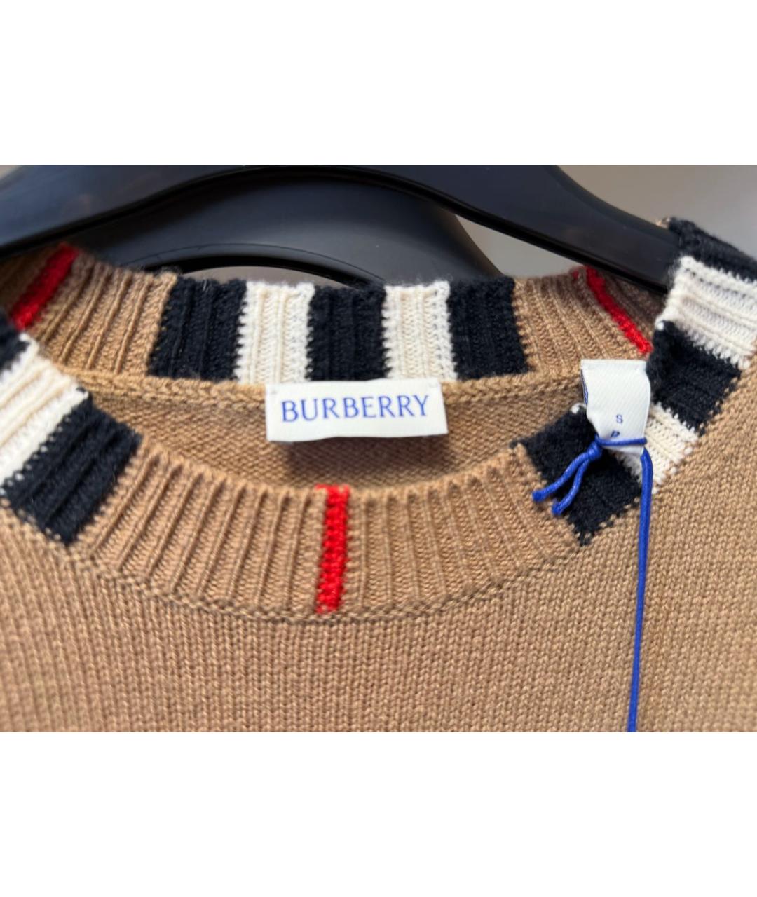 BURBERRY Бежевый шерстяной джемпер / свитер, фото 7