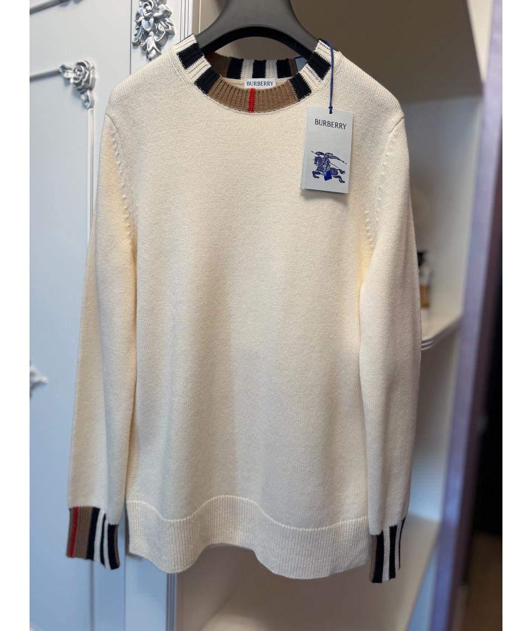 BURBERRY Бежевый шерстяной джемпер / свитер, фото 3