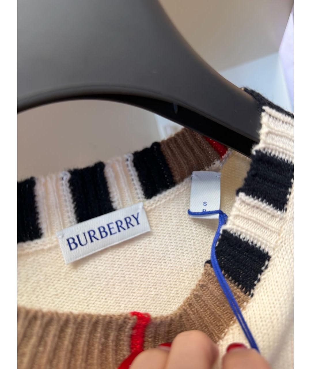 BURBERRY Бежевый шерстяной джемпер / свитер, фото 8