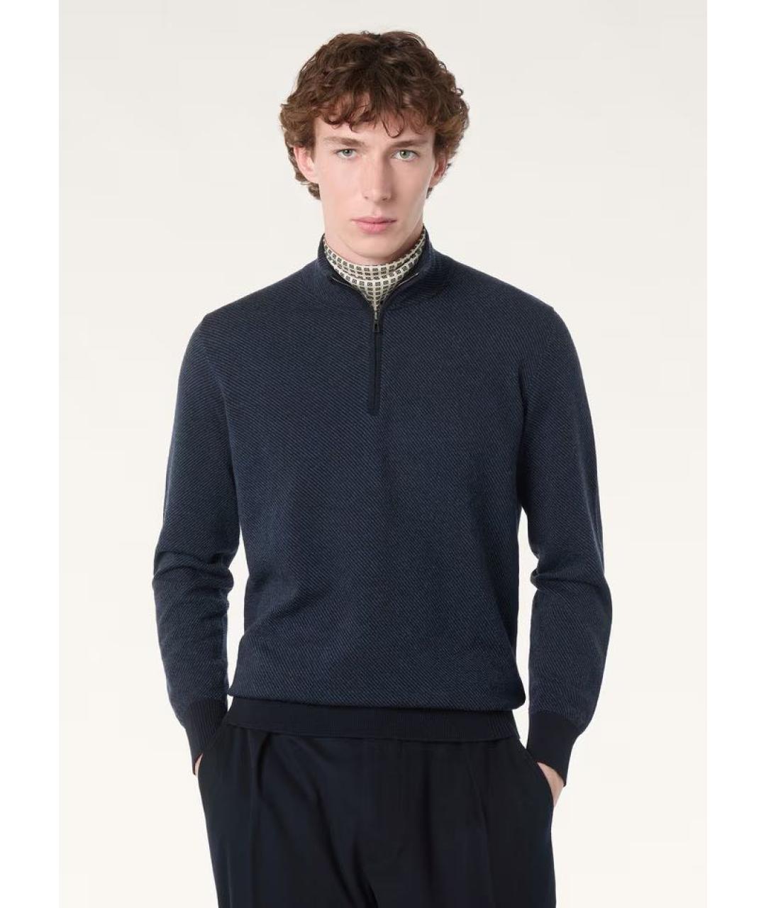 LORO PIANA Темно-синий кашемировый джемпер / свитер, фото 2