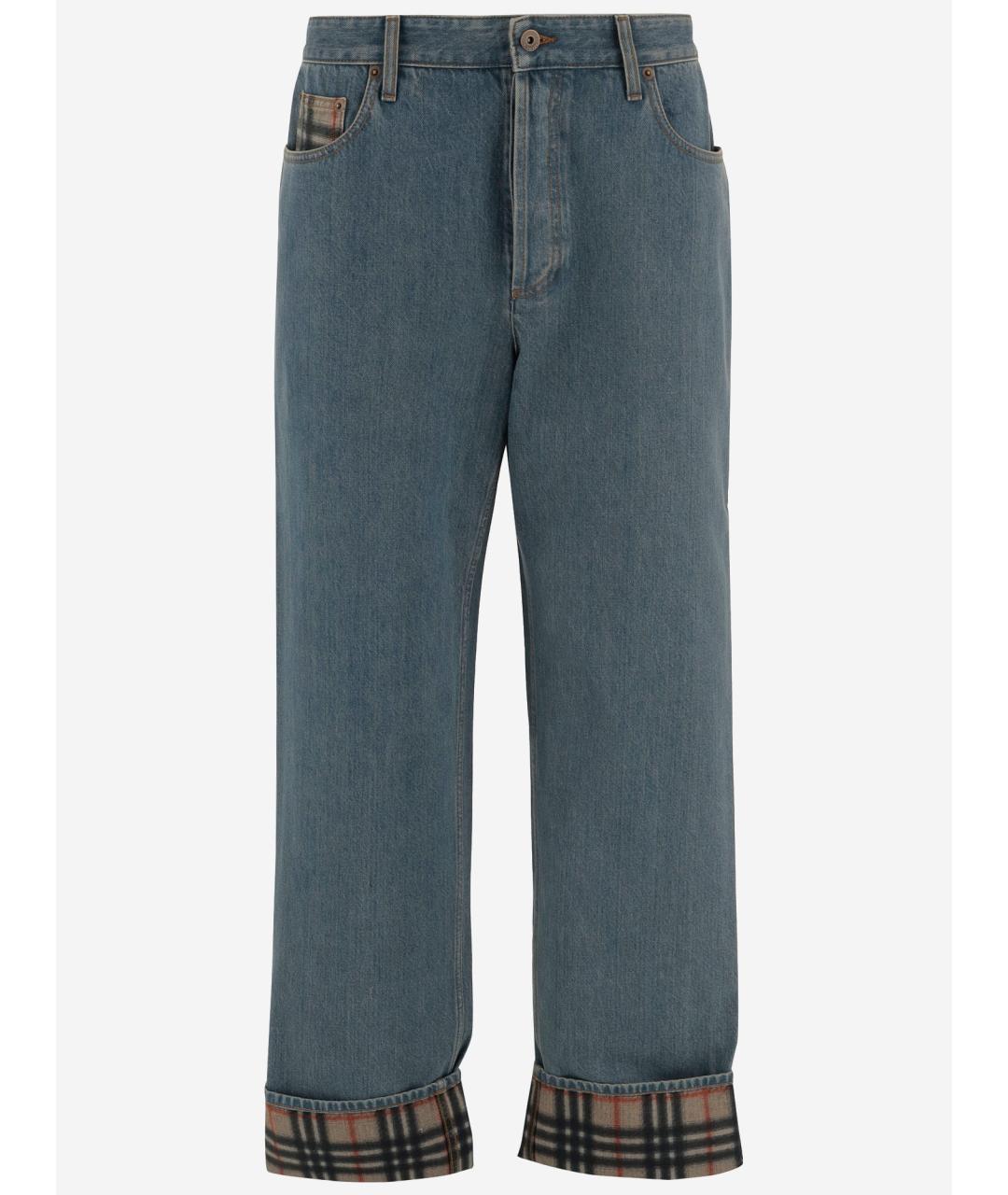 BURBERRY Синие хлопковые прямые джинсы, фото 4