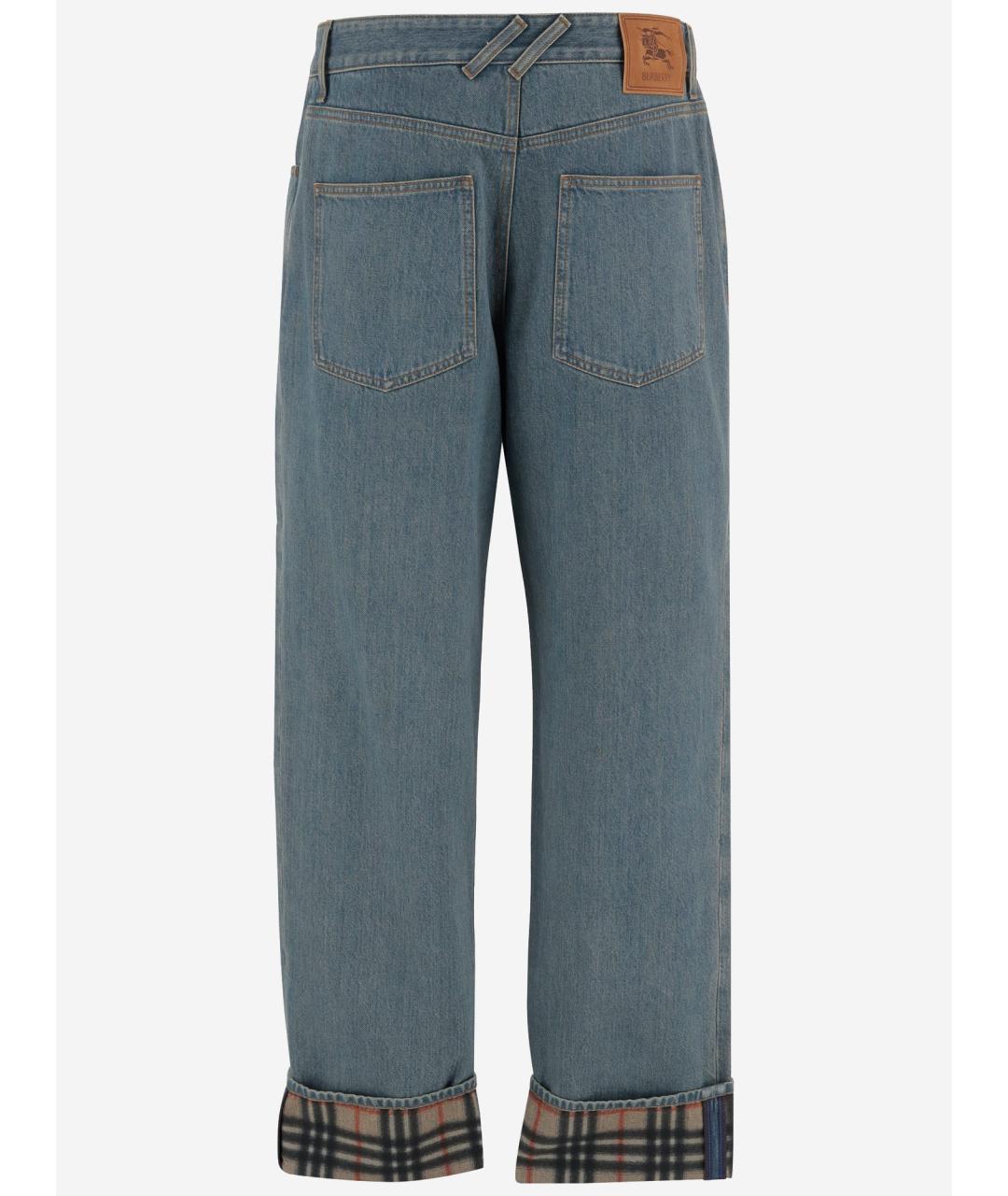 BURBERRY Синие хлопковые прямые джинсы, фото 2