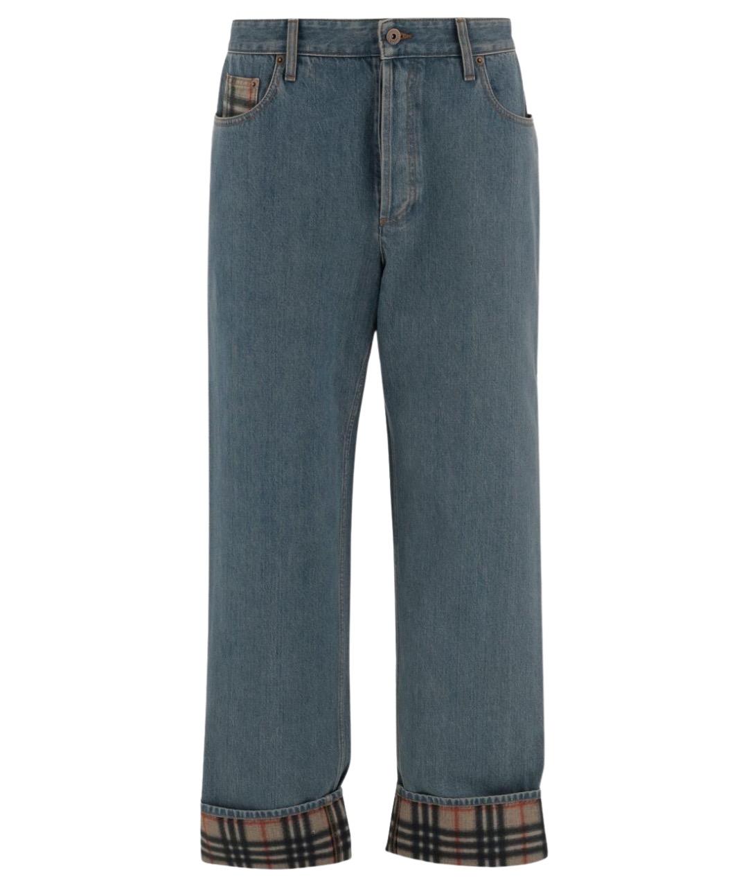 BURBERRY Синие хлопковые прямые джинсы, фото 1