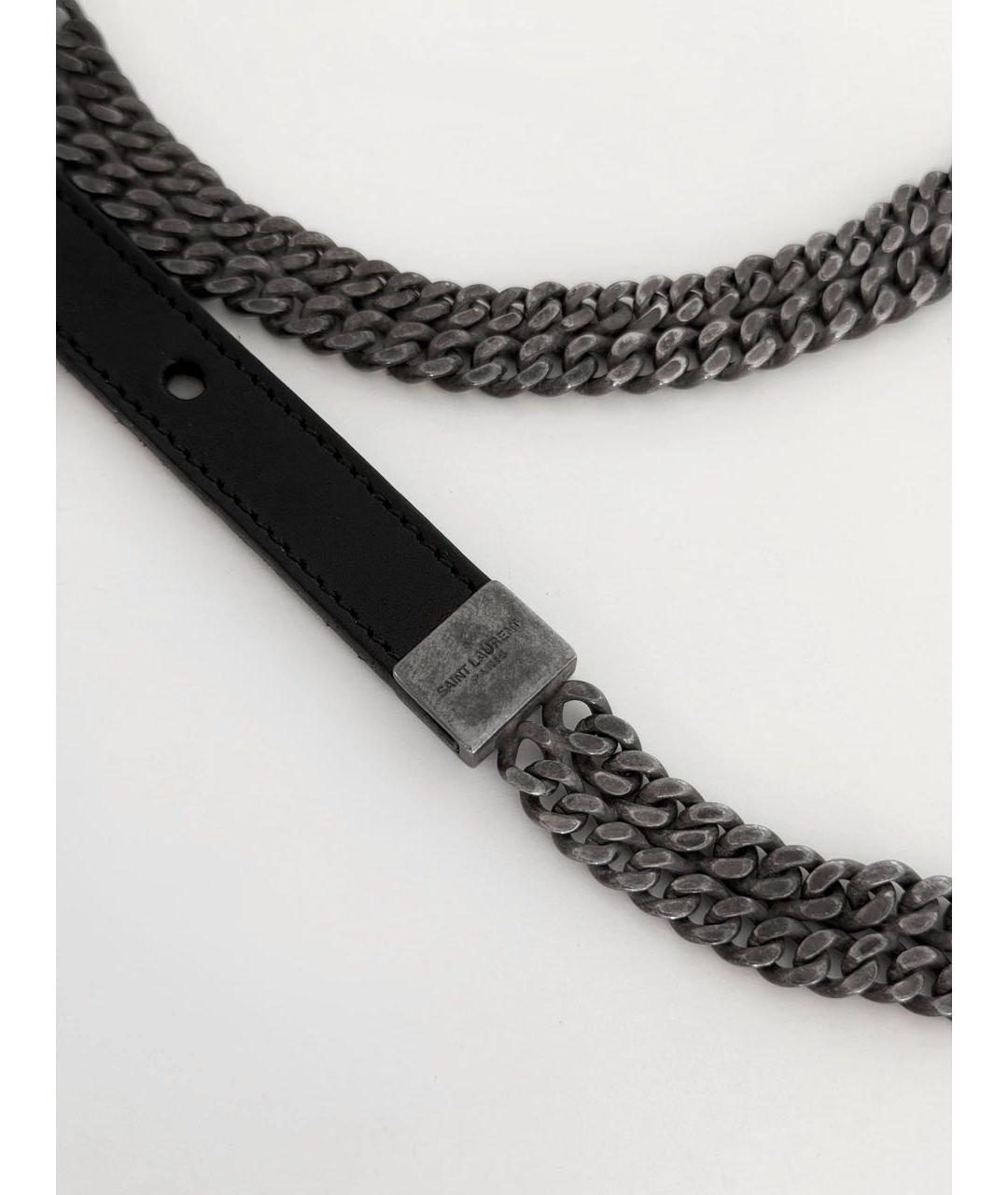 SAINT LAURENT Черный кожаный ремень, фото 5