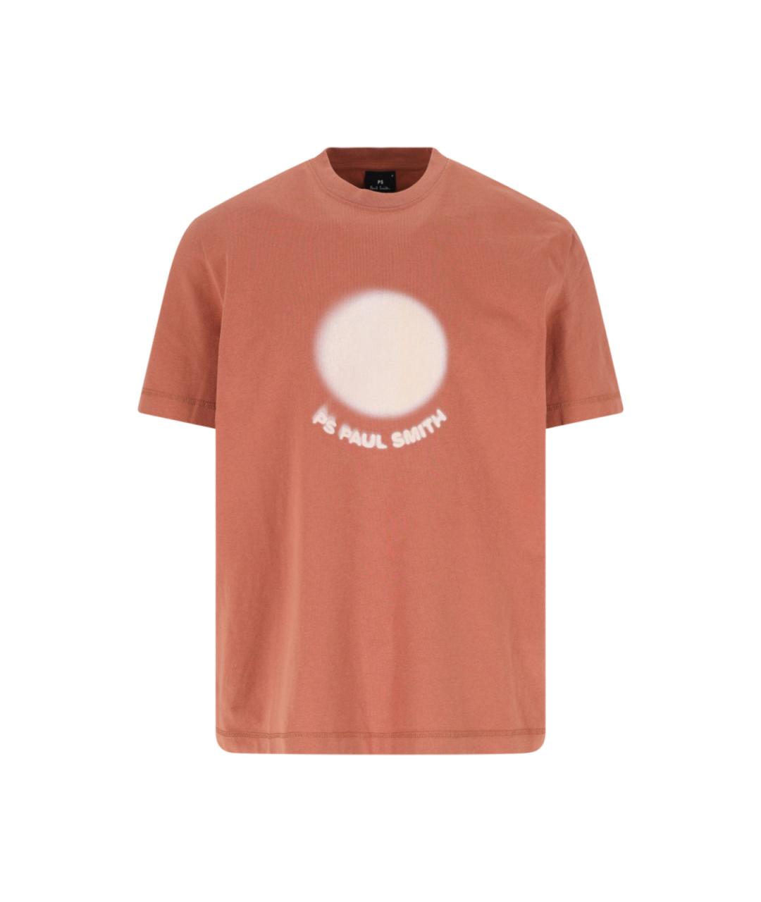PAUL SMITH Коричневая хлопковая футболка, фото 1