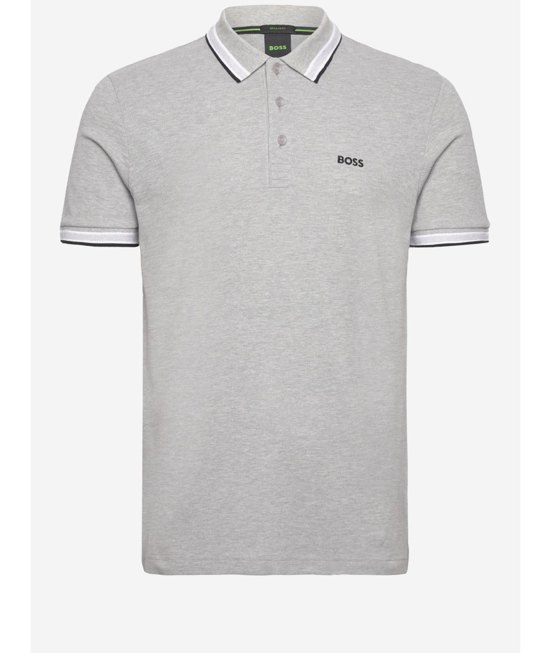 HUGO BOSS Серое хлопковое поло с коротким рукавом, фото 4