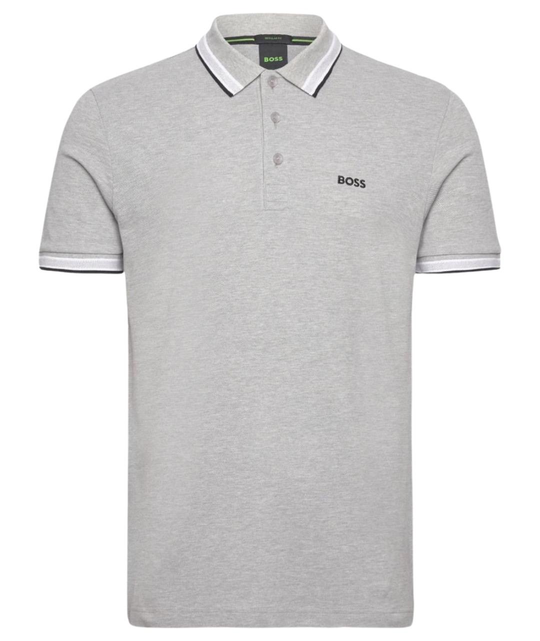 HUGO BOSS Серое хлопковое поло с коротким рукавом, фото 1
