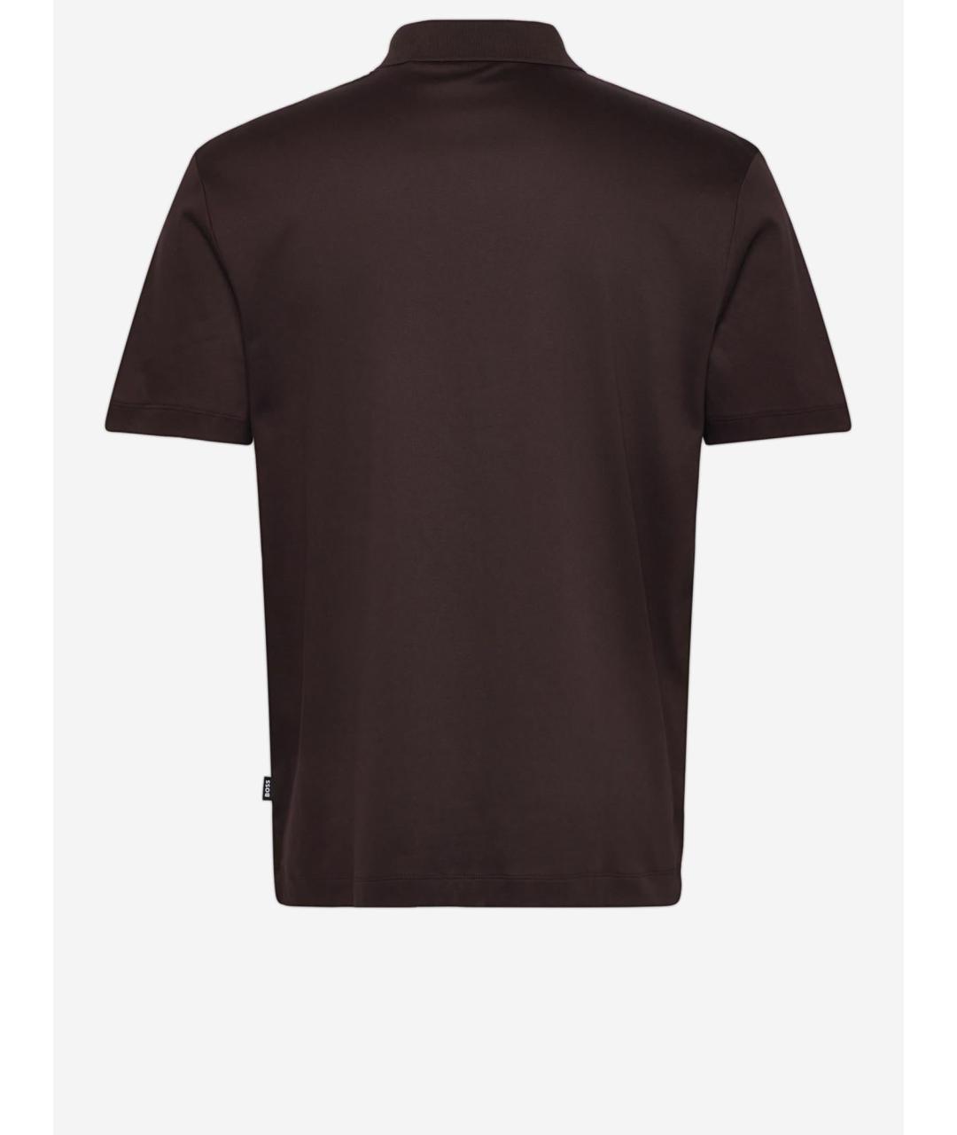 HUGO BOSS Коричневое хлопковое поло с коротким рукавом, фото 2