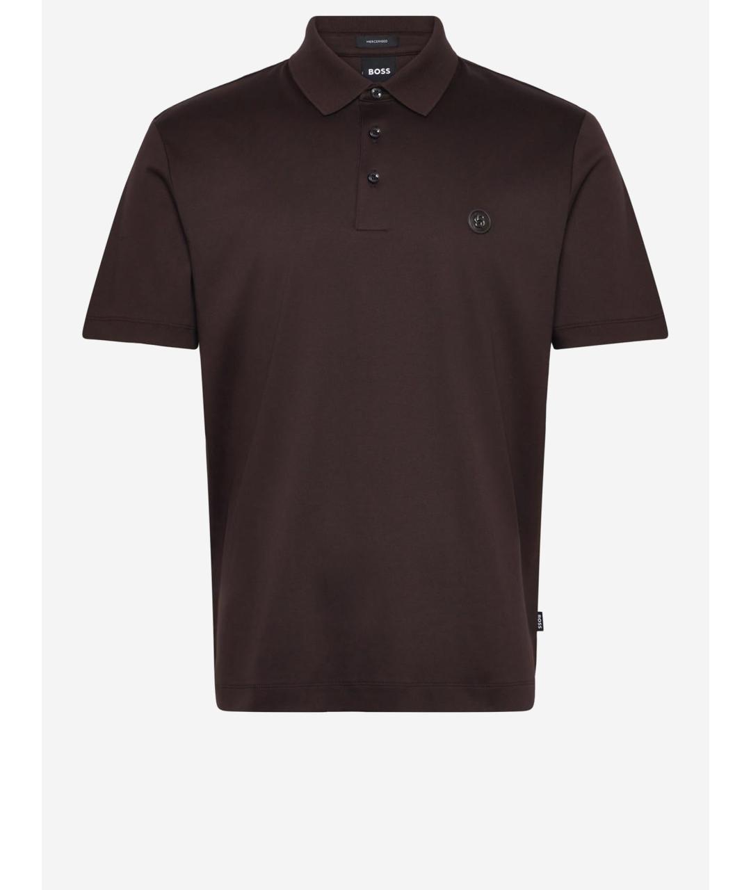 HUGO BOSS Коричневое хлопковое поло с коротким рукавом, фото 4