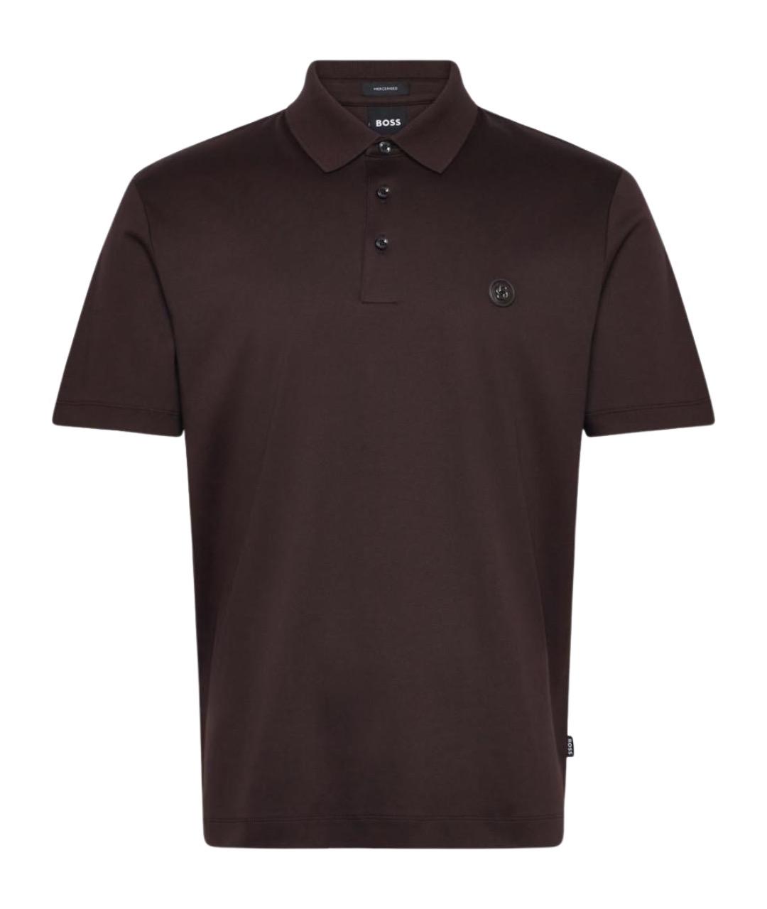 HUGO BOSS Коричневое хлопковое поло с коротким рукавом, фото 1