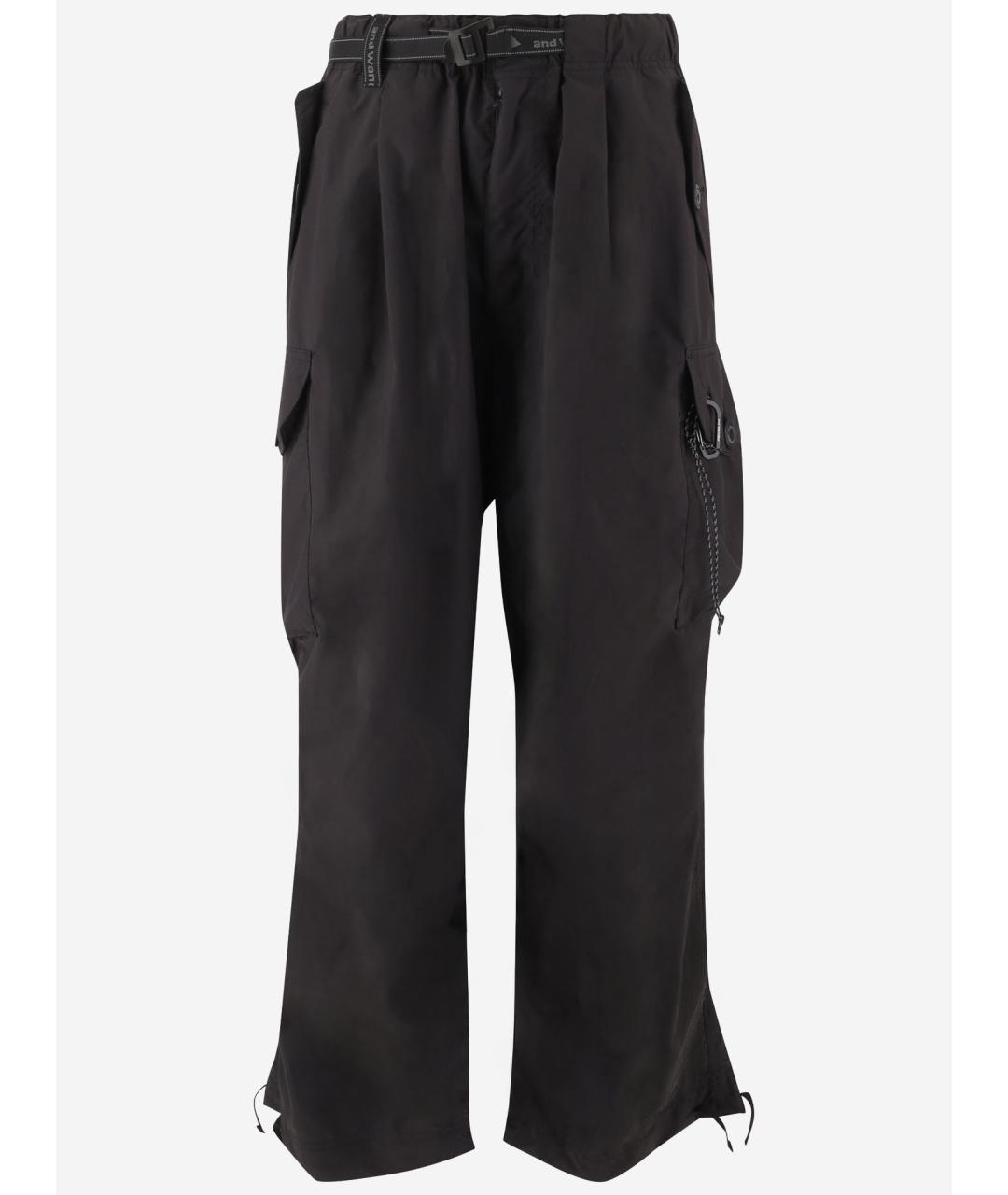 AND WANDER Черные полиэстеровые повседневные брюки, фото 1