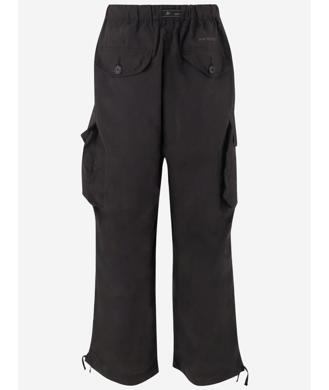 AND WANDER Черные полиэстеровые повседневные брюки, фото 2