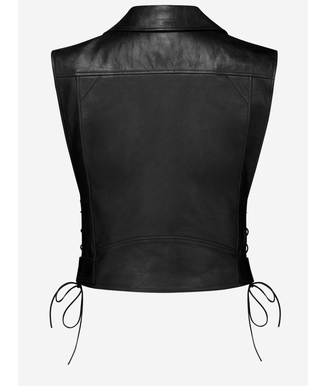 SAINT LAURENT Черный кожаный жилет, фото 2