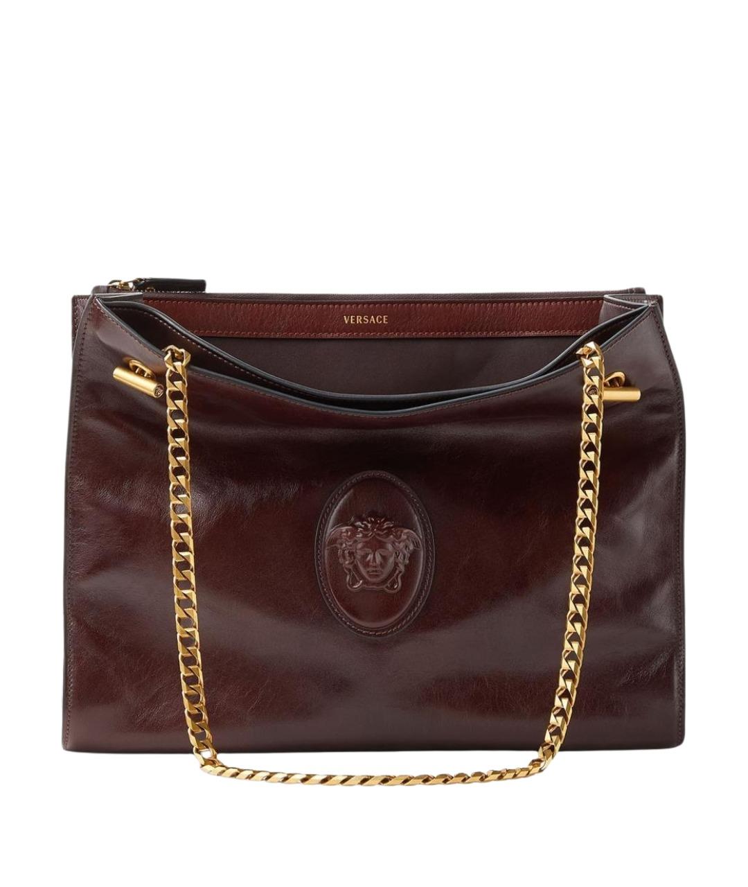 VERSACE Коричневая кожаная сумка через плечо, фото 1