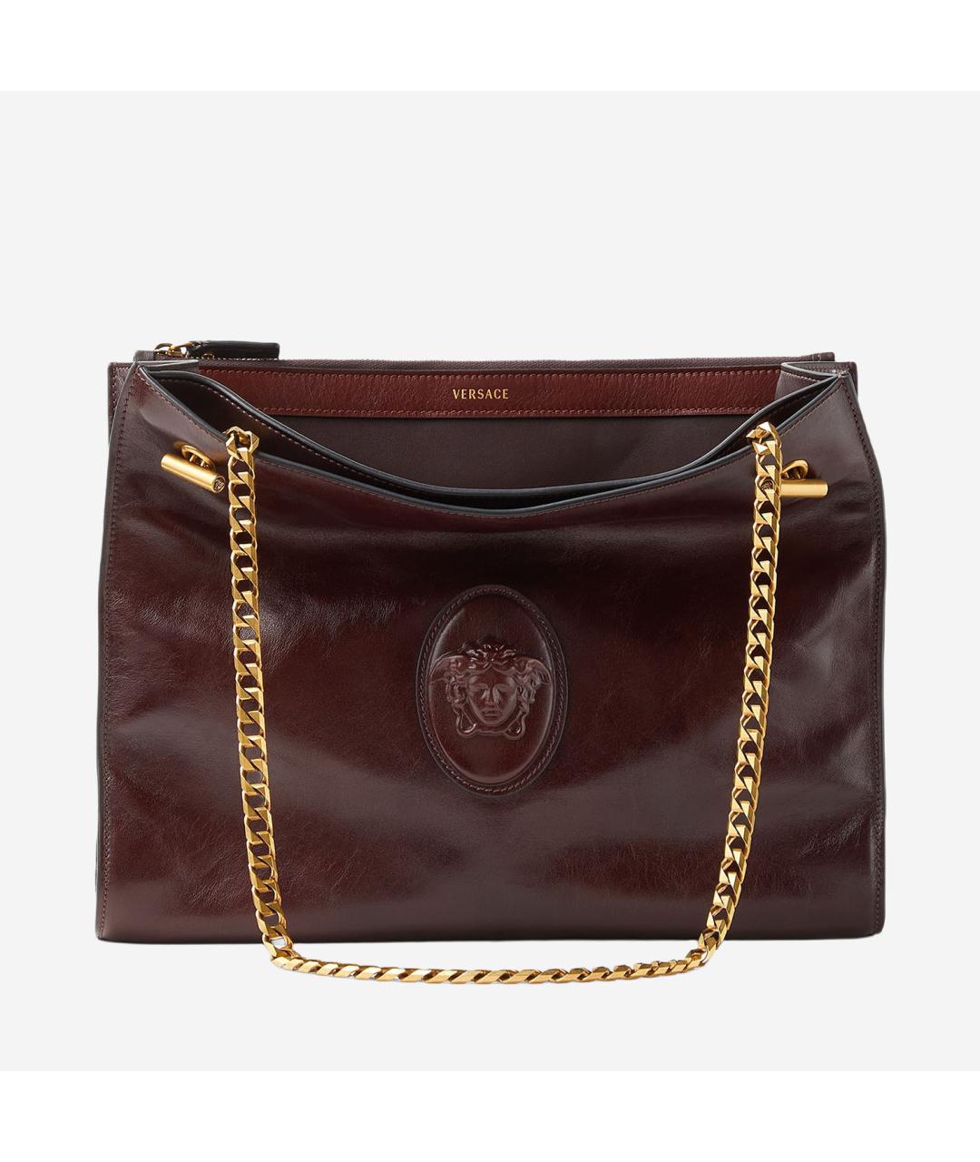 VERSACE Коричневая кожаная сумка через плечо, фото 5