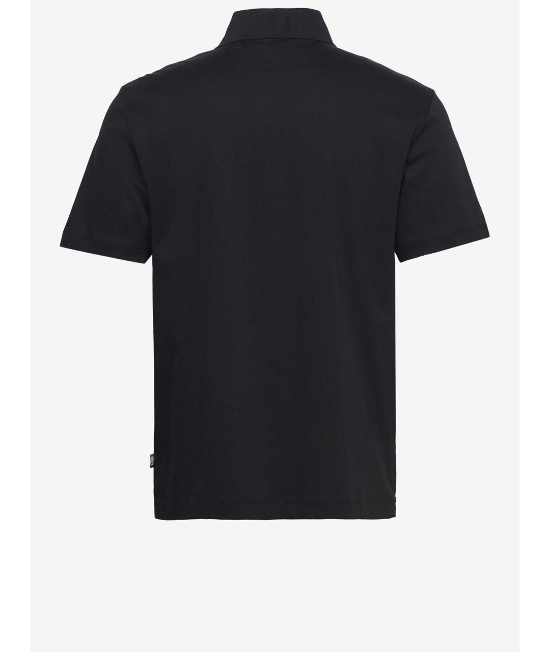 HUGO BOSS Черное хлопковое поло с коротким рукавом, фото 2